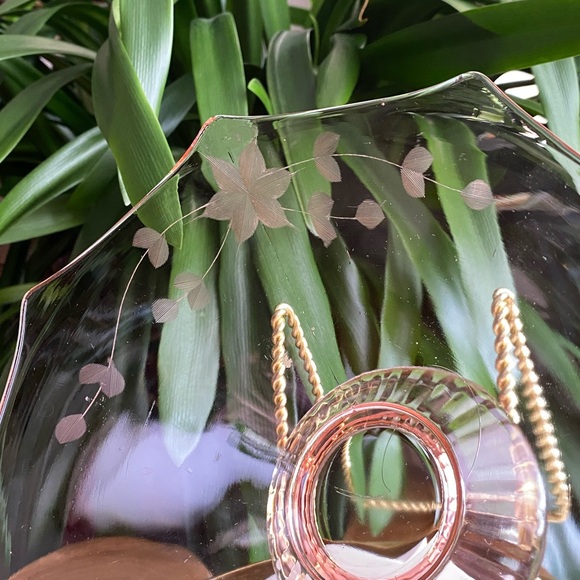 Depression Glass Lancaster Floral Etched Octagon Pedestal Candy Console Bowl - Picture 5 of 9